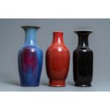 Three Chinese monochrome vases, 19th C.