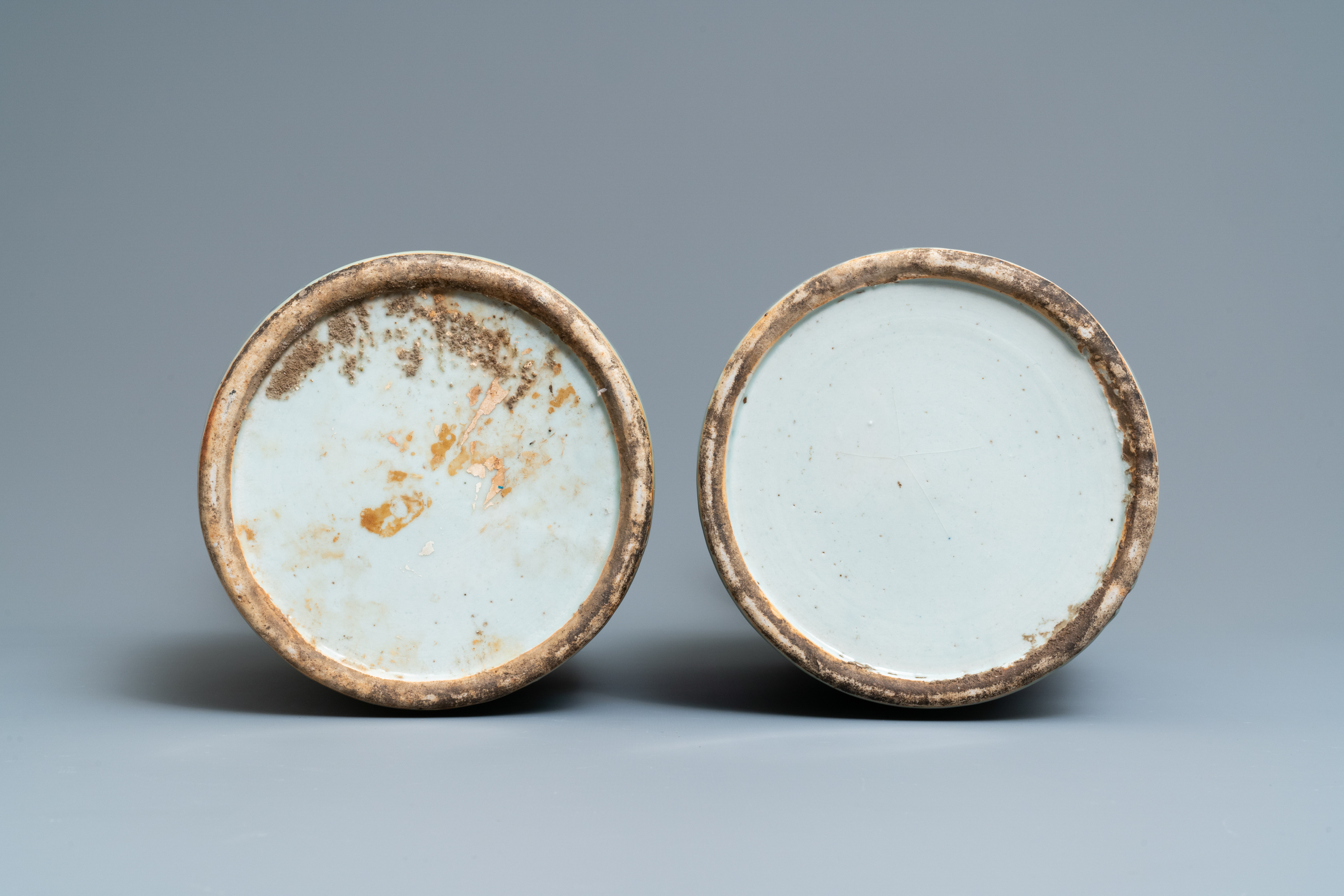 Four Chinese blue and white celadon-ground vases, 19th C. - Image 6 of 13