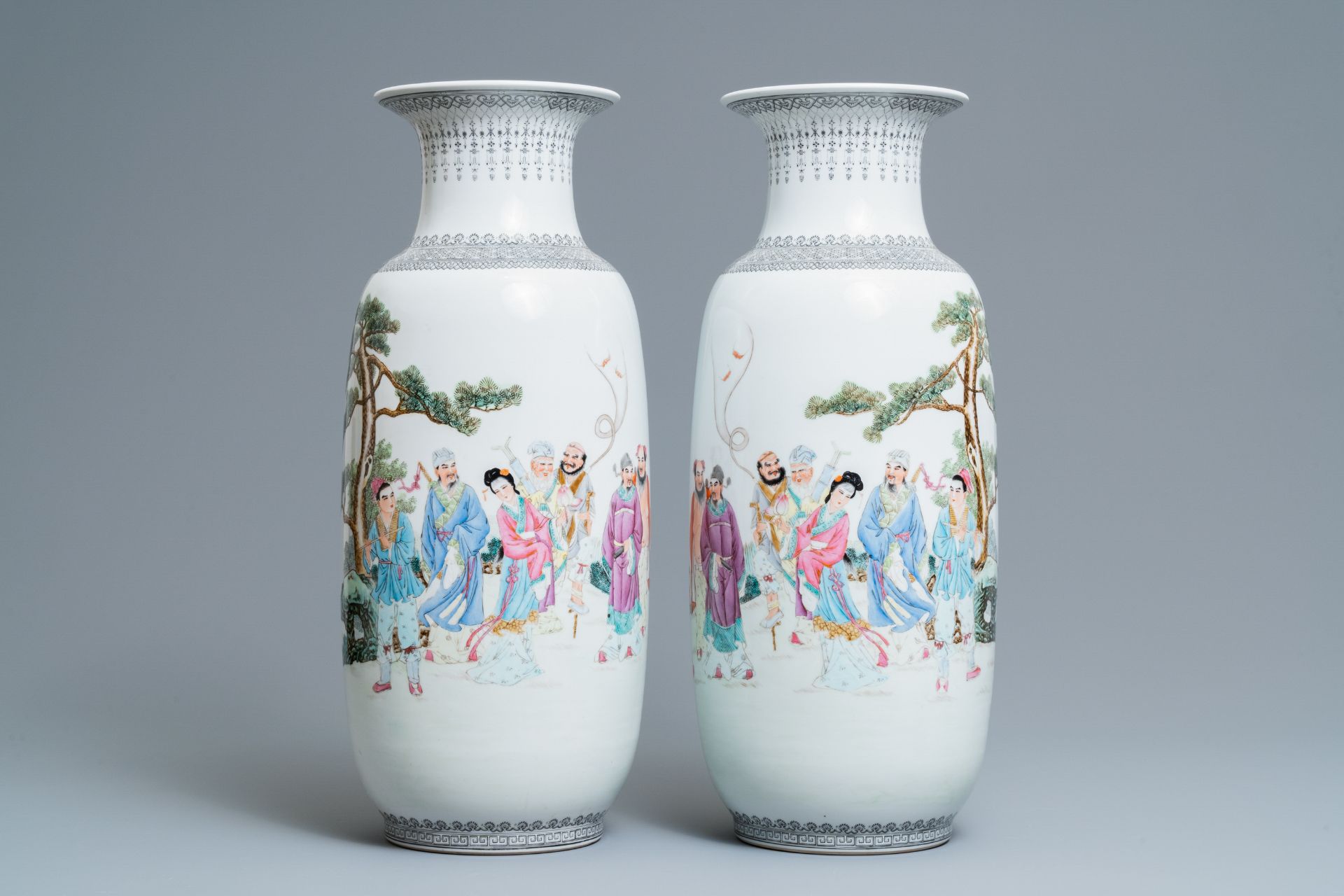 Two pairs of Chinese famille rose vases, Qianlong marks, Republic - Image 8 of 13