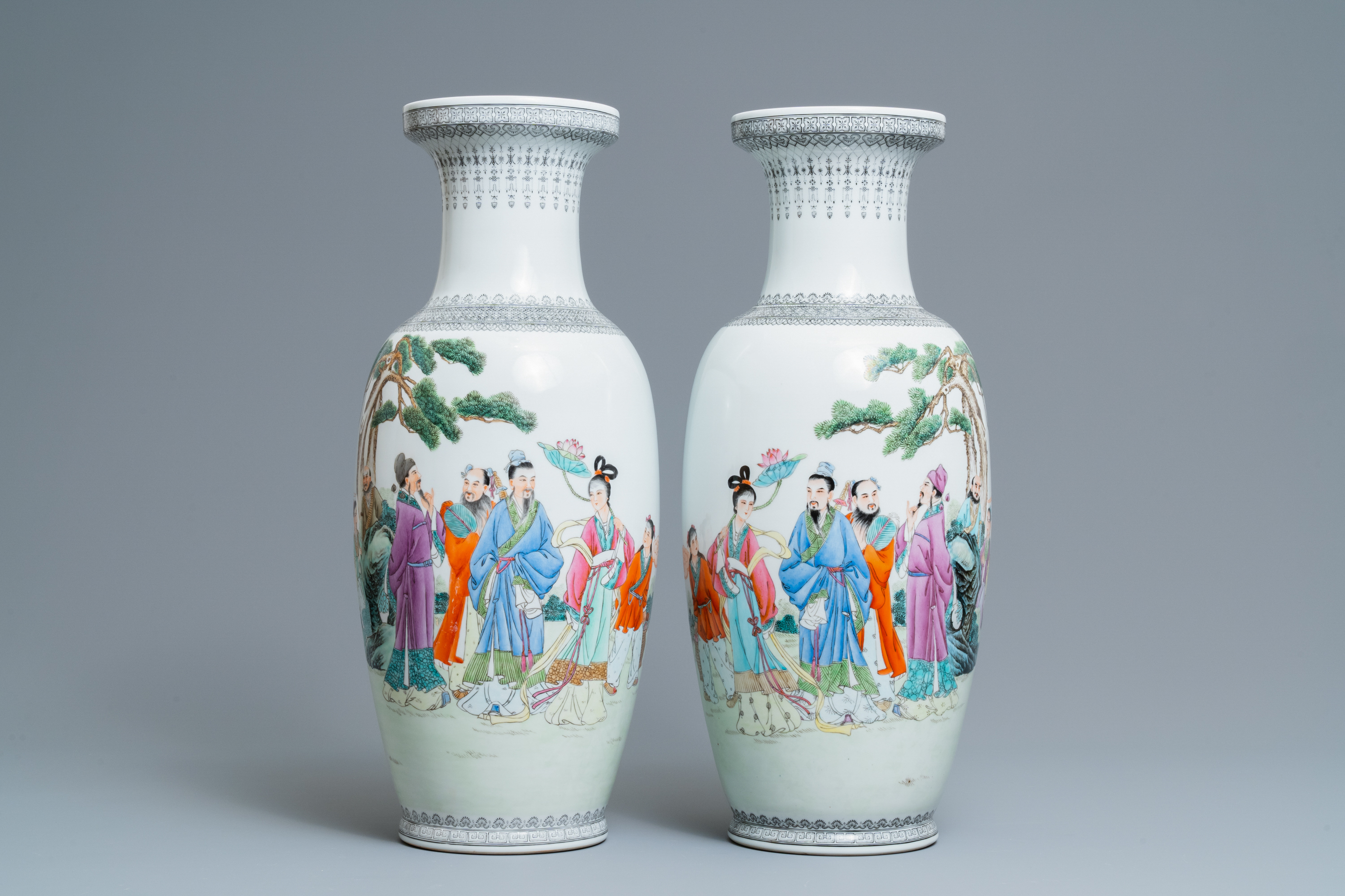 Two pairs of Chinese famille rose vases, Qianlong marks, Republic - Image 2 of 13