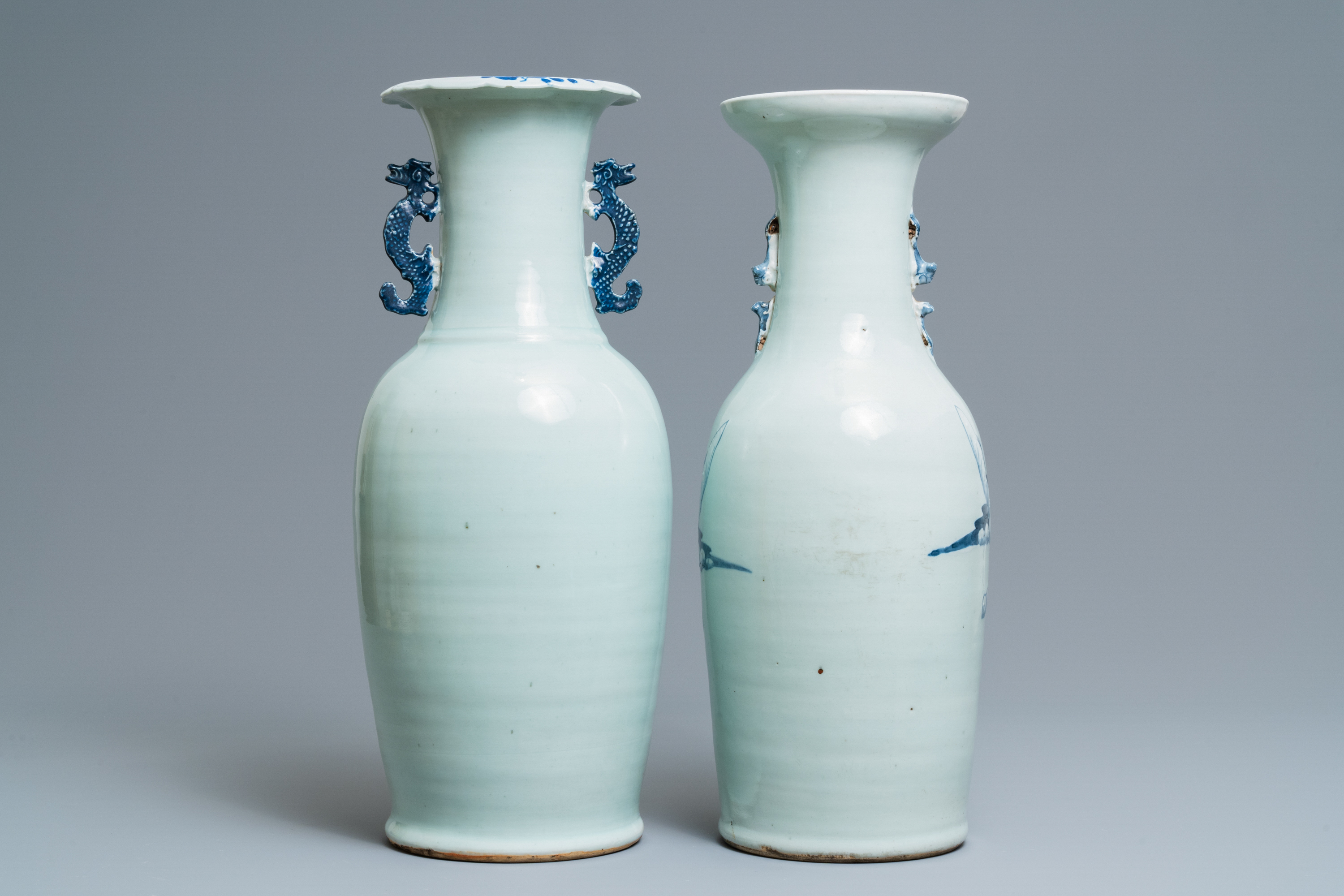 Four Chinese blue and white celadon-ground vases, 19th C. - Image 10 of 13