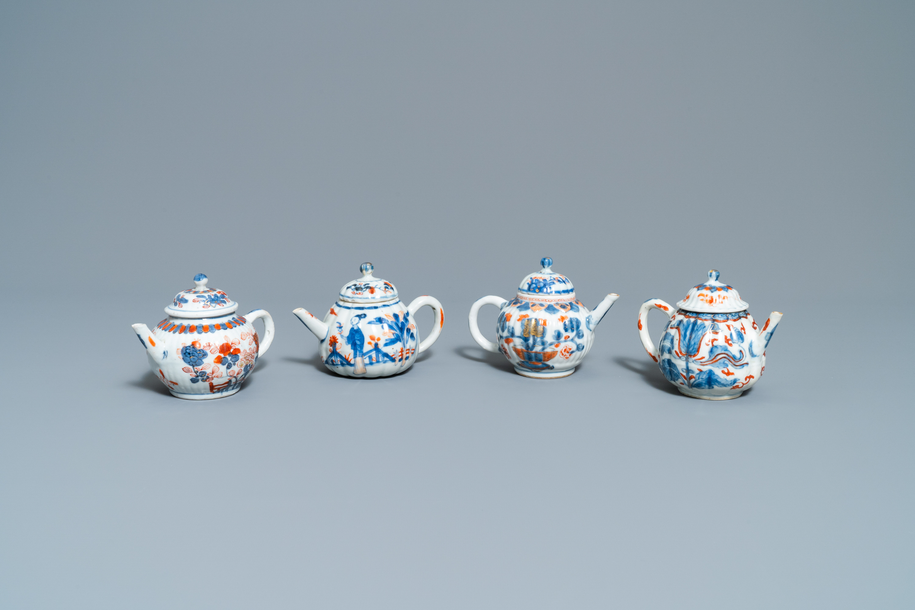 Four Chinese Imari-style teapots and covers, Kangxi