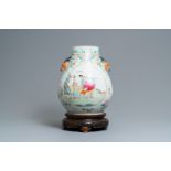 A fine Chinese famille rose 'hu' vase with immortals, Qianlong mark, 19th C.