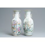 Two Chinese famille rose vases, 19/20th C.