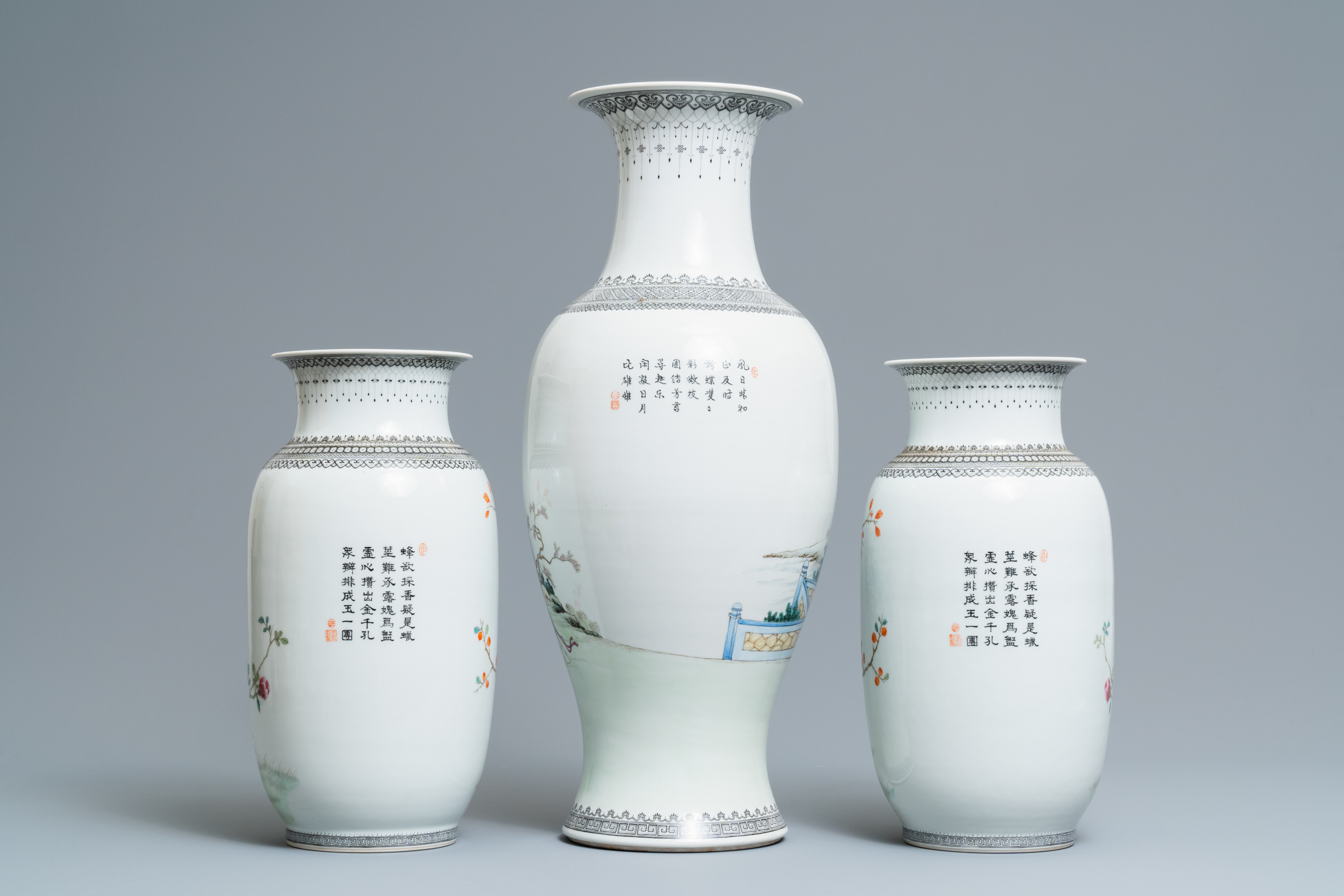 Three Chinese famille rose vases, Republic - Image 3 of 6