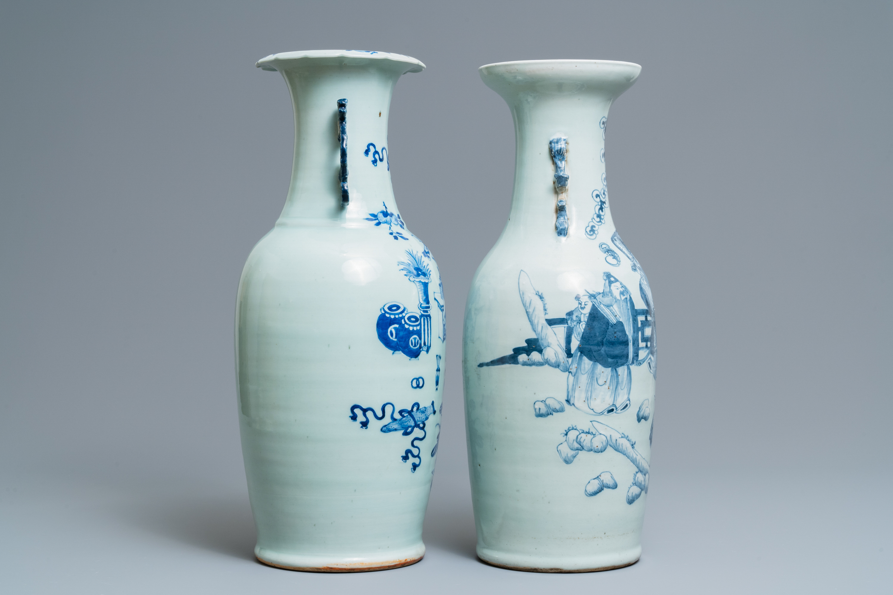 Four Chinese blue and white celadon-ground vases, 19th C. - Image 9 of 13