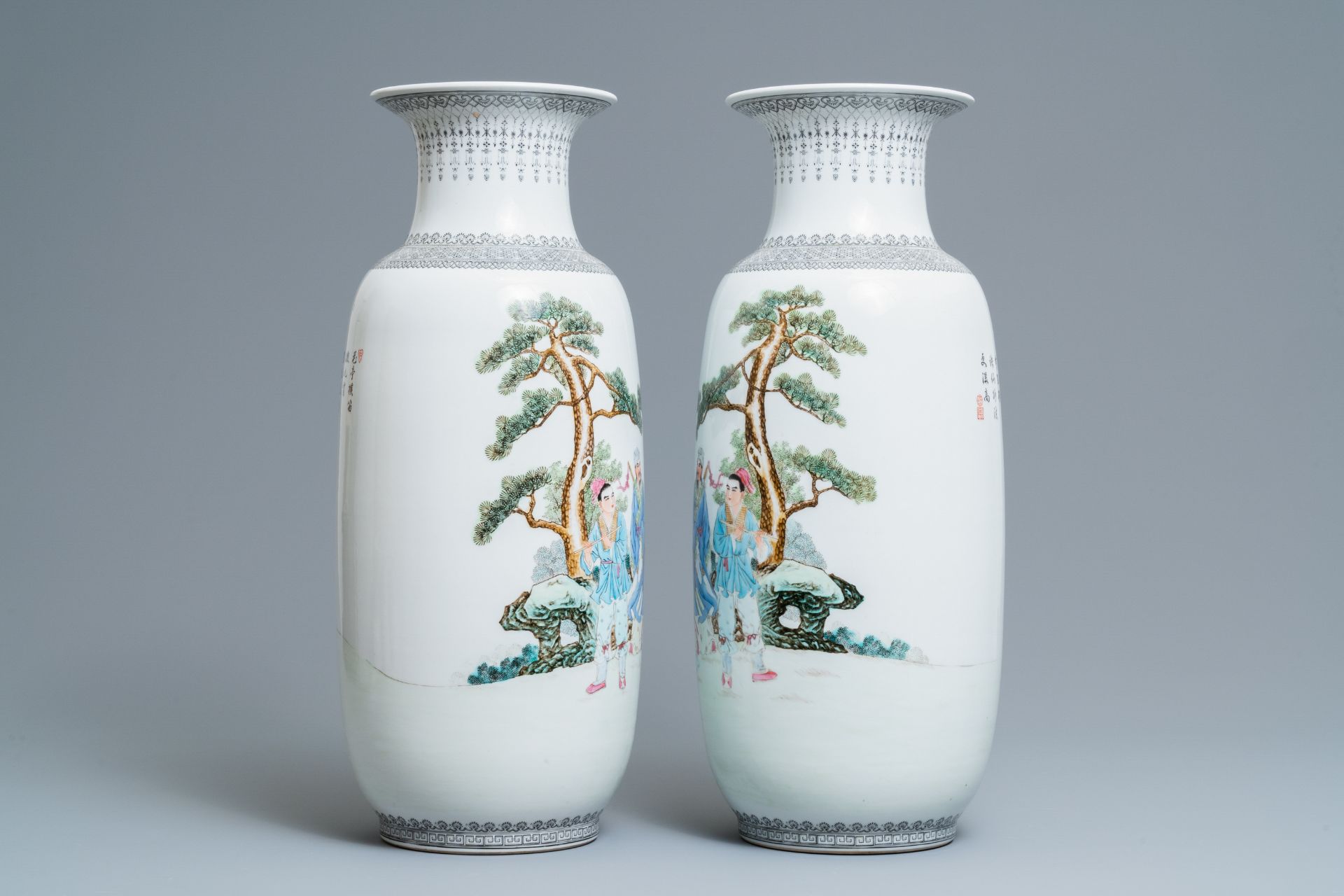 Two pairs of Chinese famille rose vases, Qianlong marks, Republic - Image 11 of 13