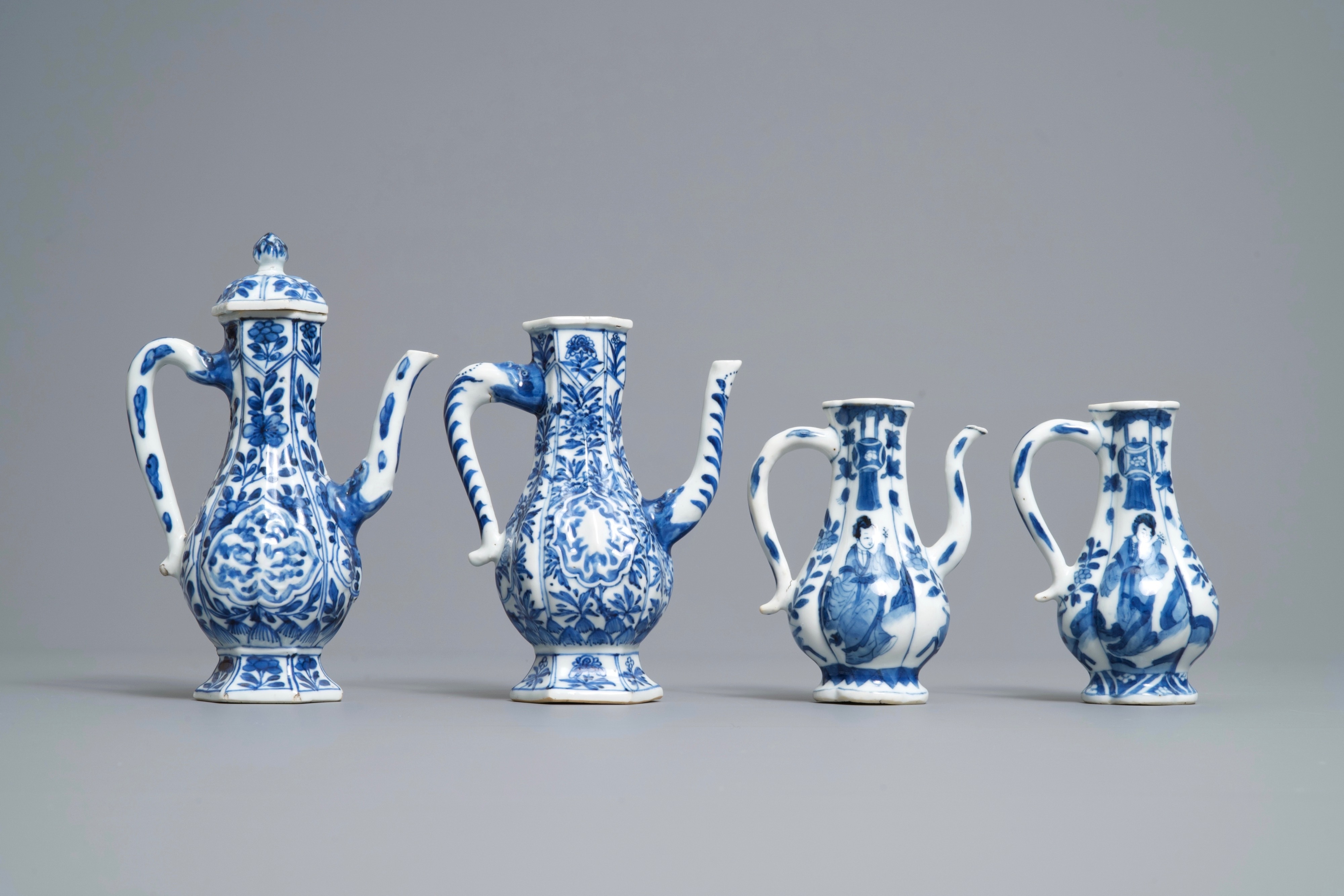 Four Chinese blue and white ewers, Kangxi - Image 4 of 7