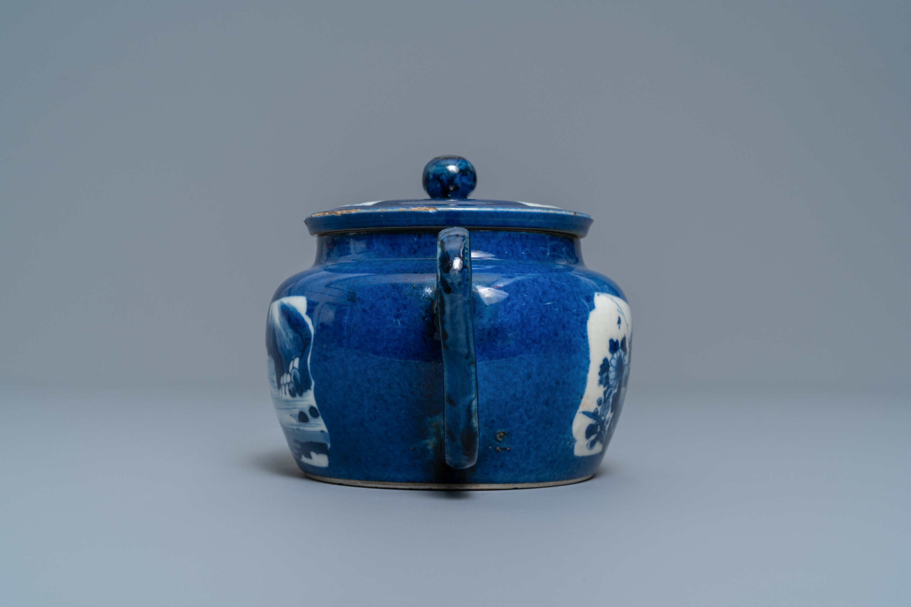 A Chinese powder blue-ground teapot and cover, Kangxi - Image 5 of 7