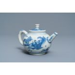 A Chinese blue and white teapot and cover with a figure in a landscape, Hatcher cargo shipwreck, Tra
