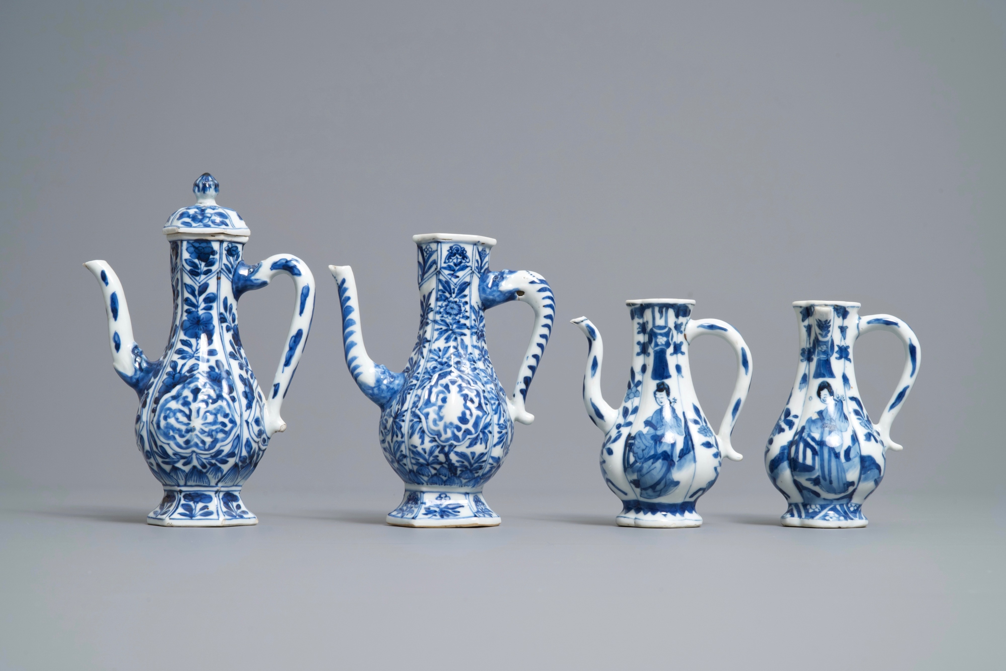 Four Chinese blue and white ewers, Kangxi - Image 2 of 7