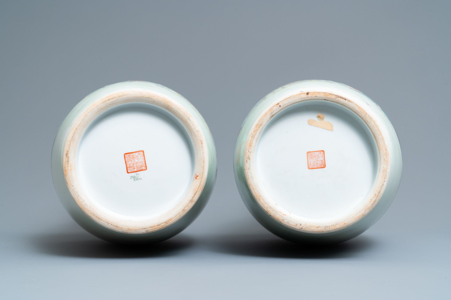 Two pairs of Chinese famille rose vases, Qianlong marks, Republic - Image 7 of 13