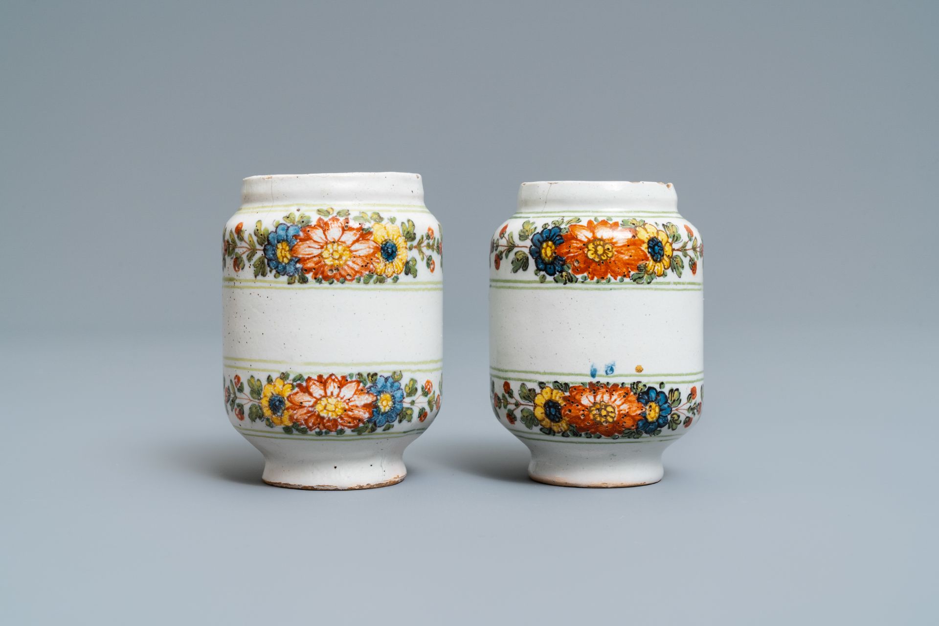 Twelve polychrome Italian pharmacy jars, Antonibon, Nove di Bassano, second half 18th C. - Image 14 of 19