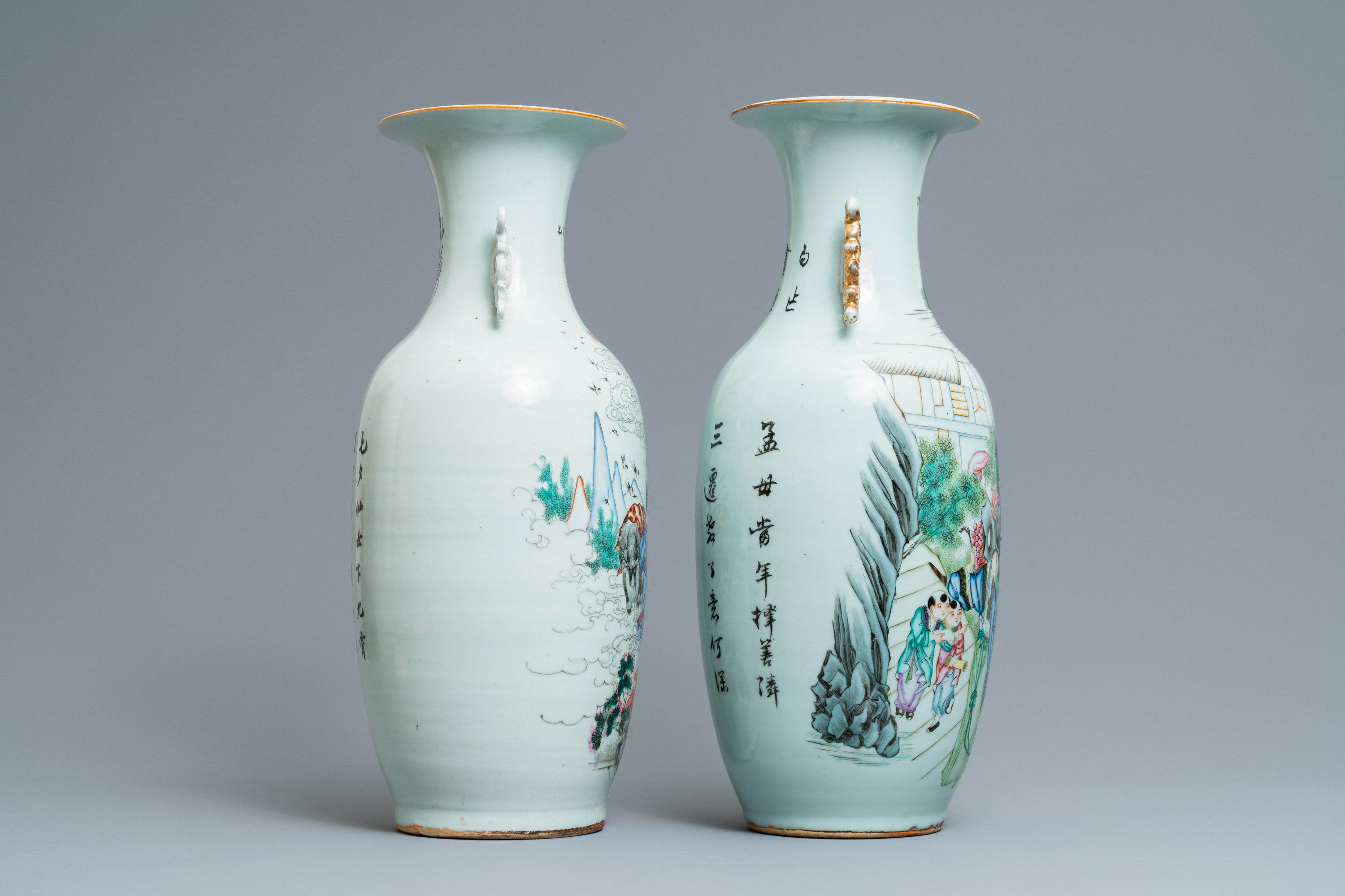 Two Chinese famille rose vases, 19/20th C. - Image 2 of 6