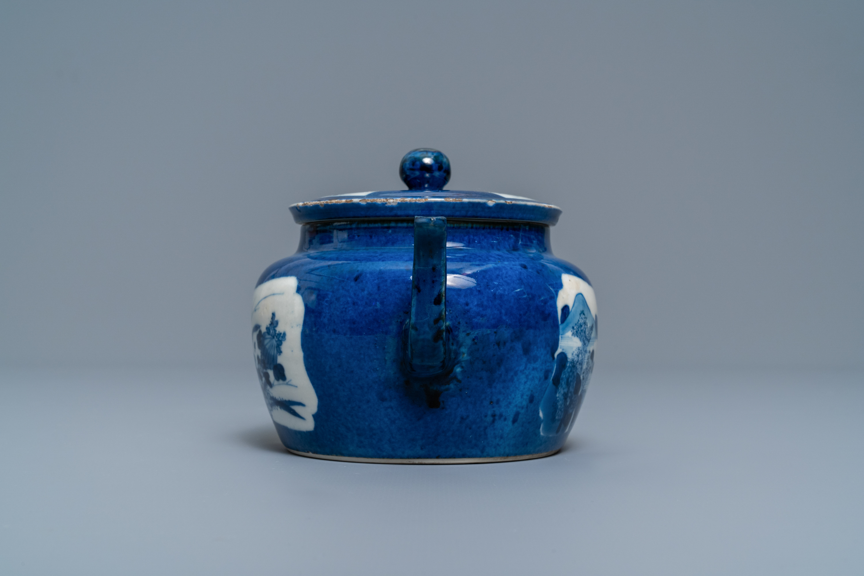 A Chinese powder blue-ground teapot and cover, Kangxi - Image 3 of 7