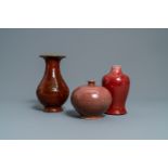 Three Chinese langyao and red flambé-glazed vases, 19/20th C.