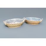 Two Brussels faience reticulated baskets with 'à la haie fleurie' design, 18th C.