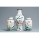Three Chinese famille rose vases, Republic