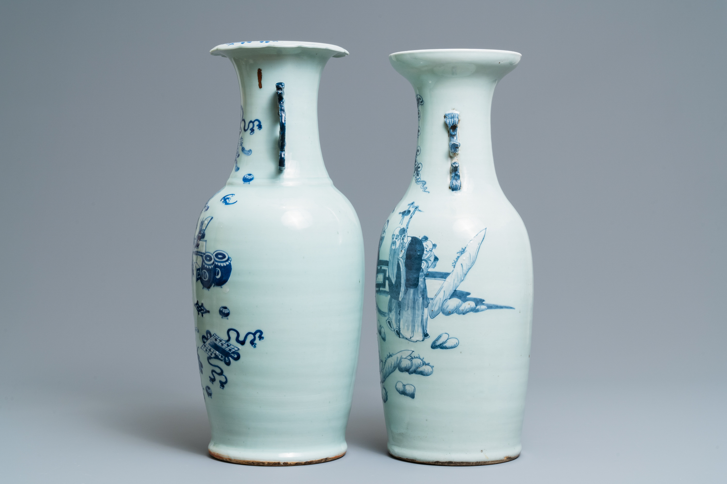 Four Chinese blue and white celadon-ground vases, 19th C. - Image 11 of 13