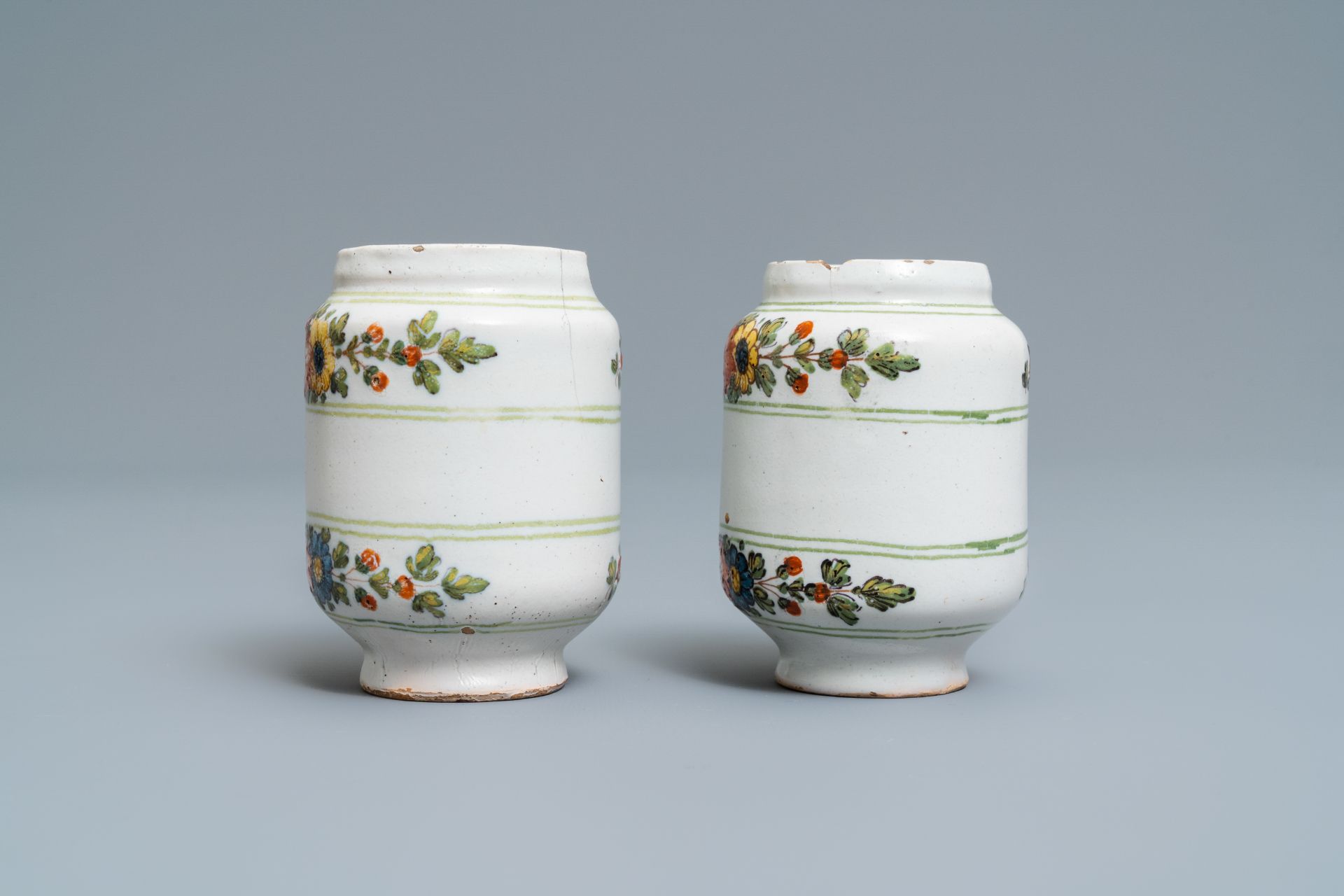 Twelve polychrome Italian pharmacy jars, Antonibon, Nove di Bassano, second half 18th C. - Image 17 of 19