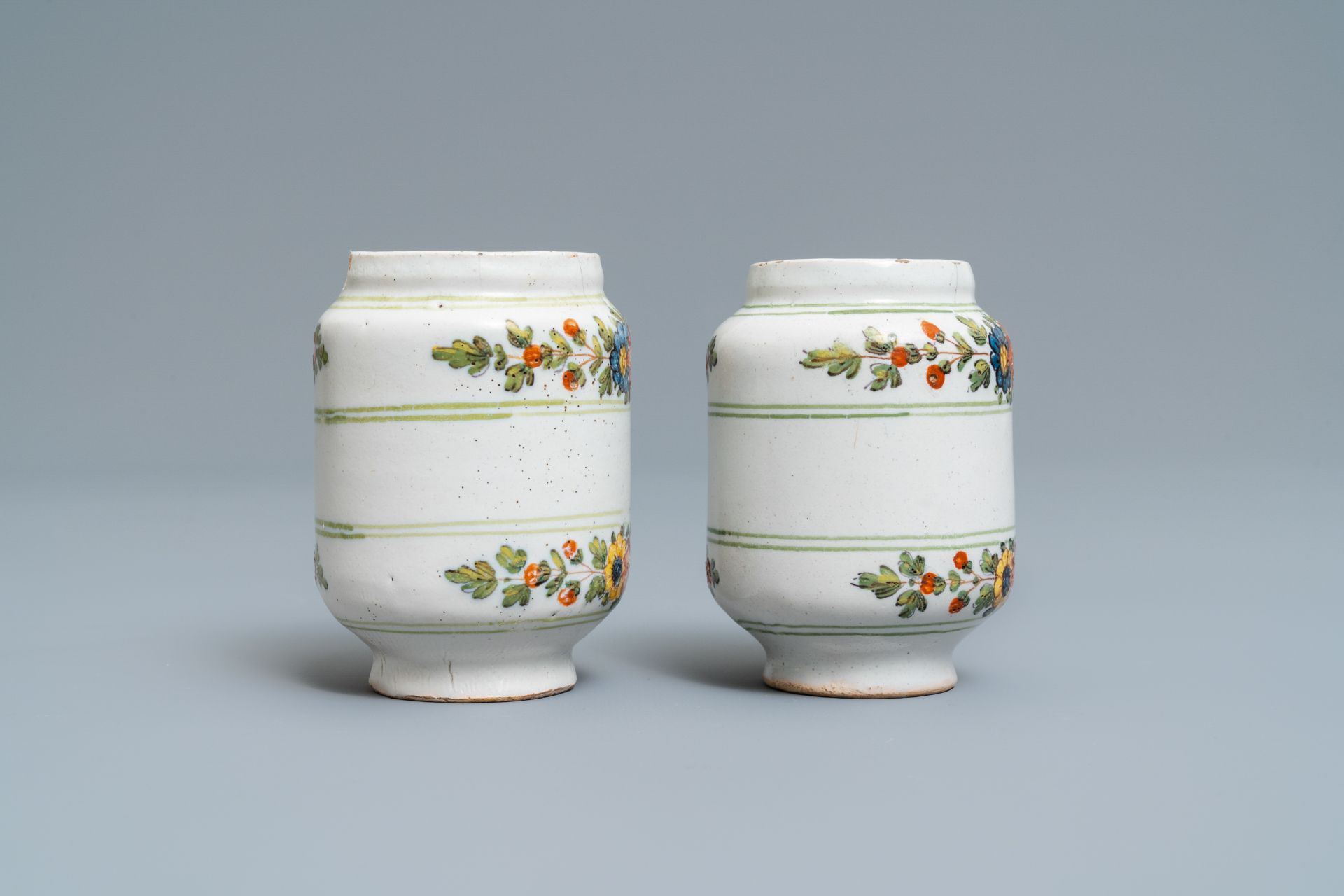 Twelve polychrome Italian pharmacy jars, Antonibon, Nove di Bassano, second half 18th C. - Image 15 of 19