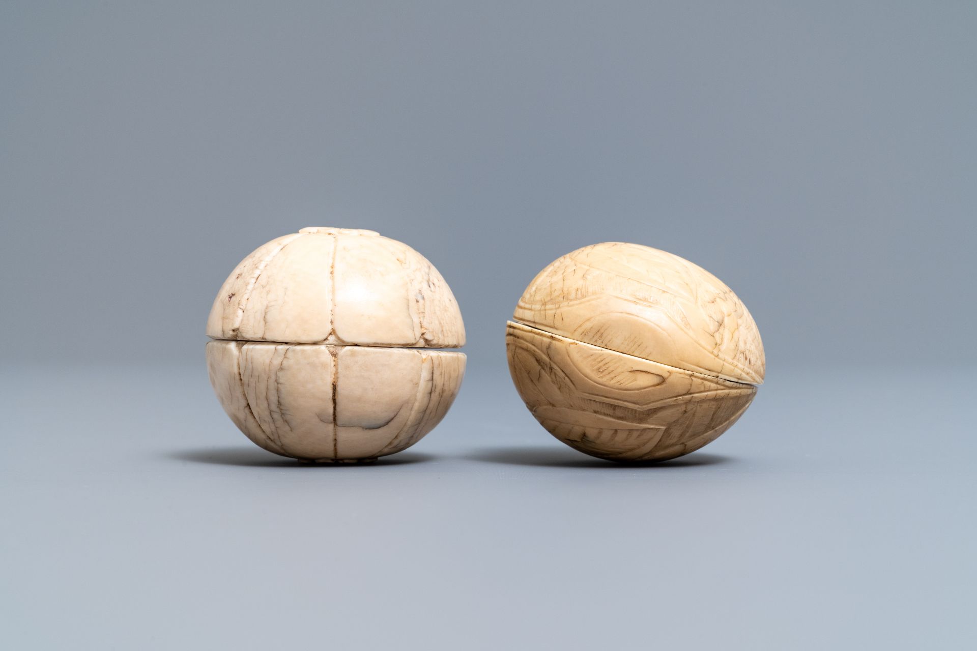 Two carved ivory diptych ball carvings, Dieppe, France, 18/19th C. - Image 7 of 7
