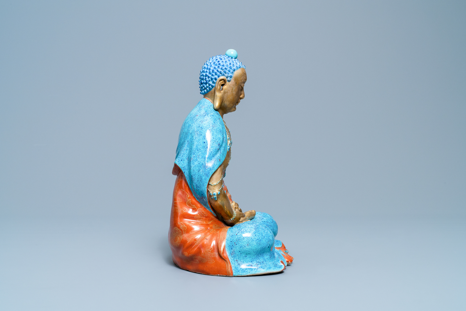 Three Chinese enamelled and gilt figures of Bodhisattva, Qianlong/Jiaqing - Image 14 of 19