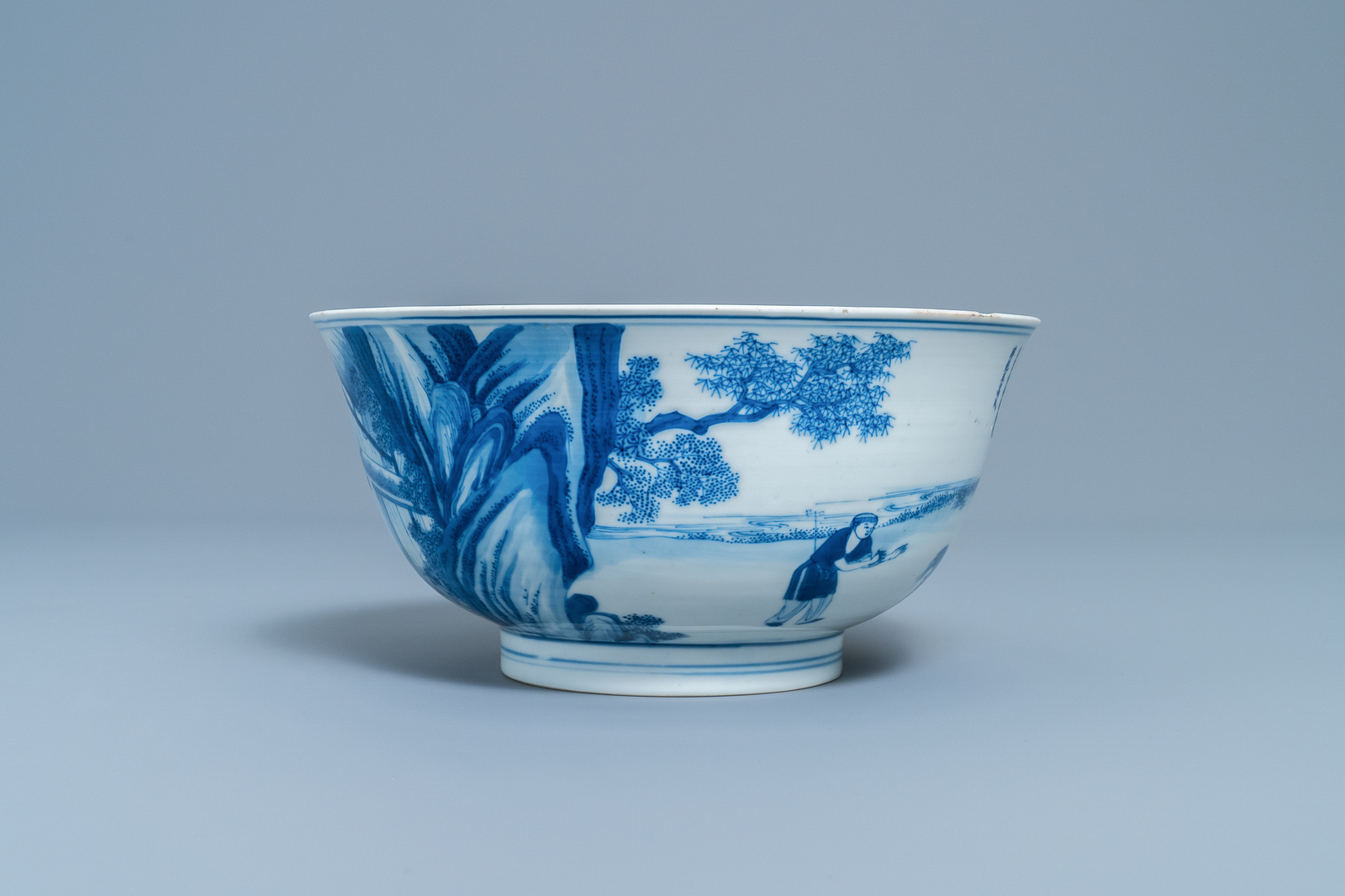 An imperial Chinese blue and white 'rice production' bowl, Kangxi mark and of the period - Image 12 of 14