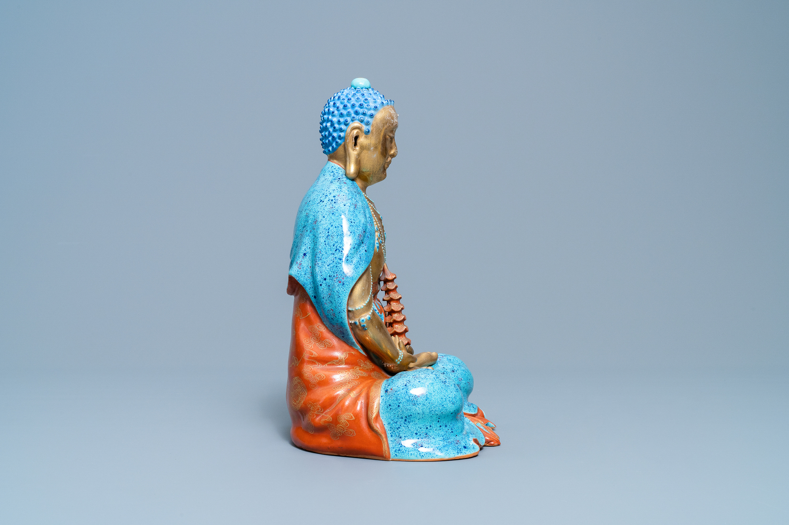 Three Chinese enamelled and gilt figures of Bodhisattva, Qianlong/Jiaqing - Image 3 of 19