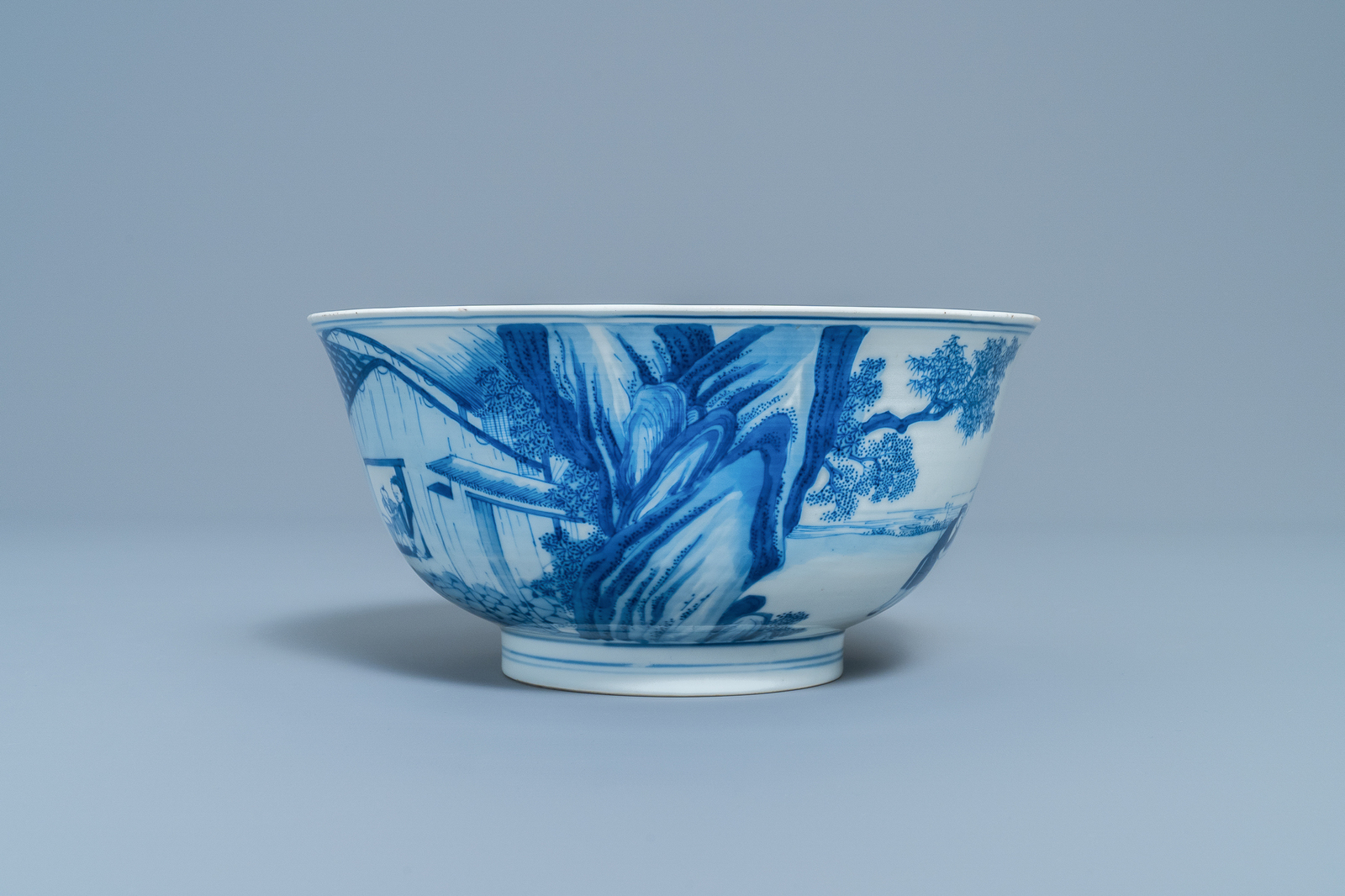 An imperial Chinese blue and white 'rice production' bowl, Kangxi mark and of the period - Image 11 of 14
