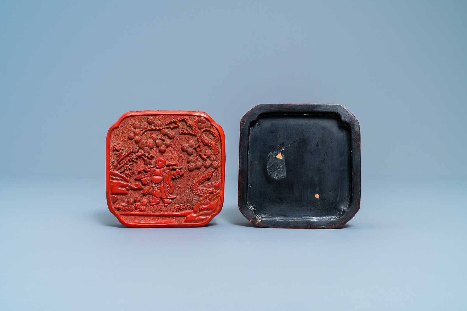 A Chinese red cinnabar lacquer four-tiered box, Wanli - Image 2 of 9