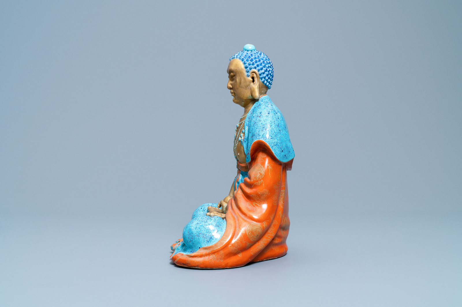 Three Chinese enamelled and gilt figures of Bodhisattva, Qianlong/Jiaqing - Image 11 of 19