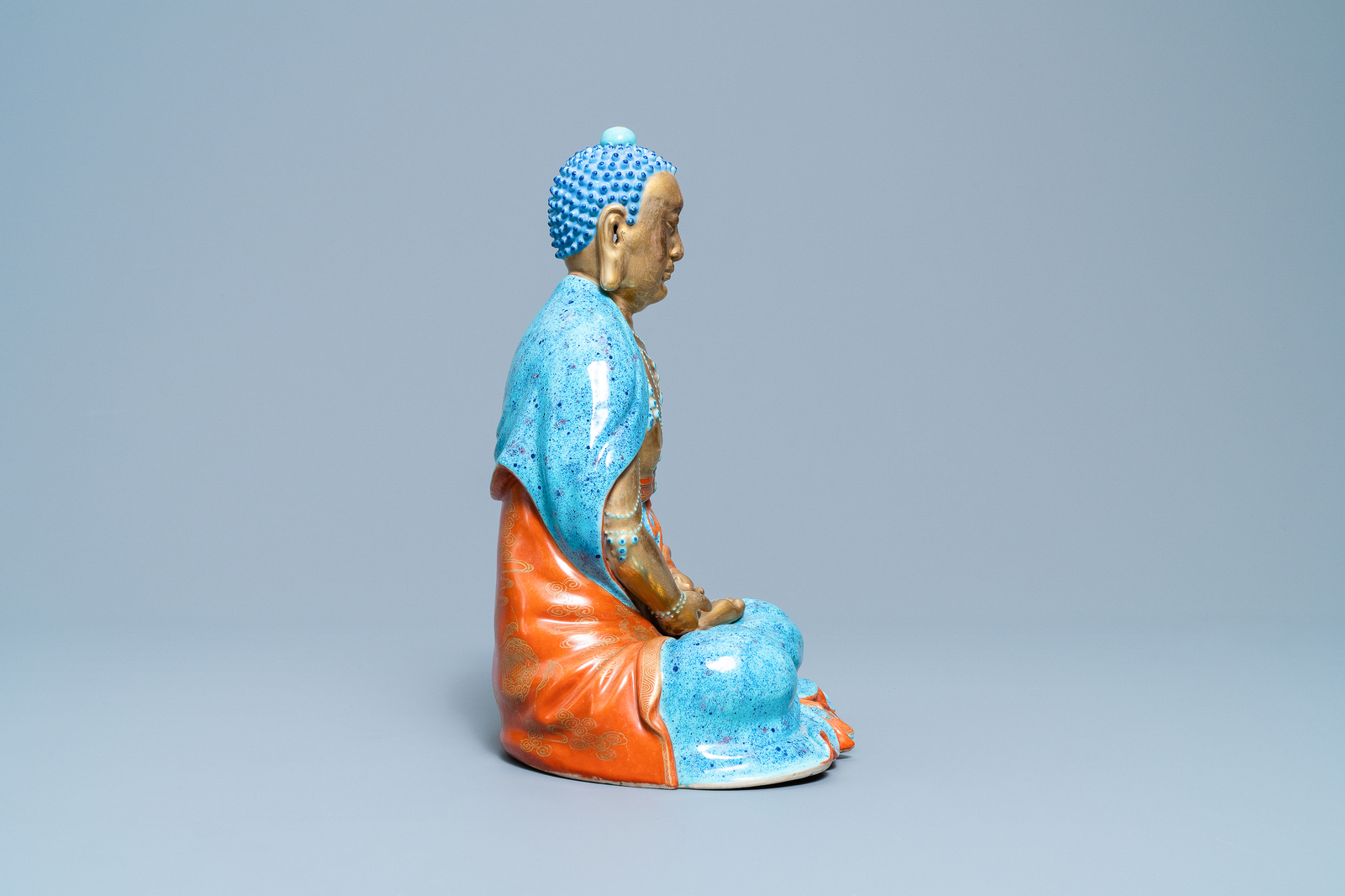 Three Chinese enamelled and gilt figures of Bodhisattva, Qianlong/Jiaqing - Image 9 of 19