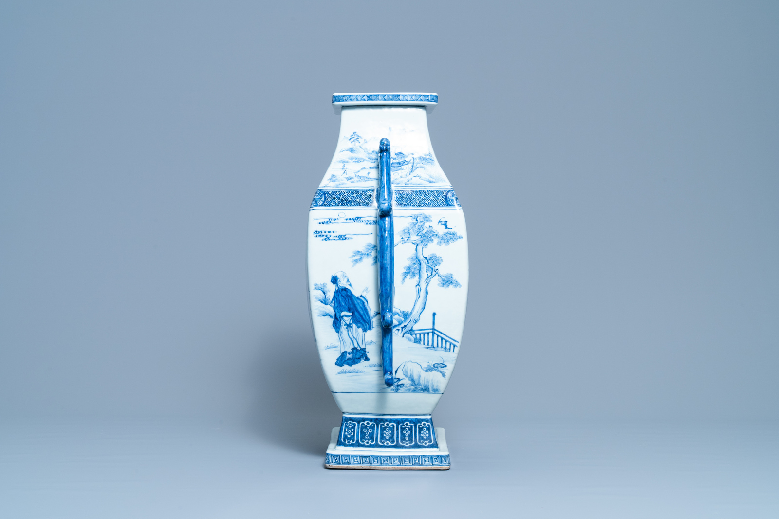 A large Chinese blue and white 'Seven Sages of the Bamboo Grove' vase, Qianlong - Image 4 of 6