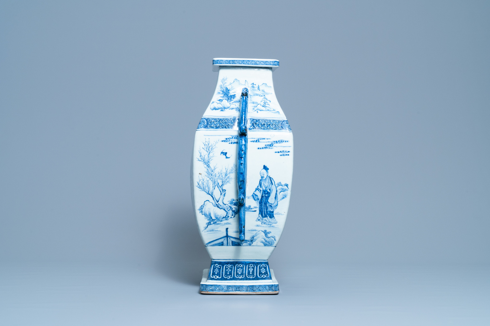 A large Chinese blue and white 'Seven Sages of the Bamboo Grove' vase, Qianlong - Image 2 of 6