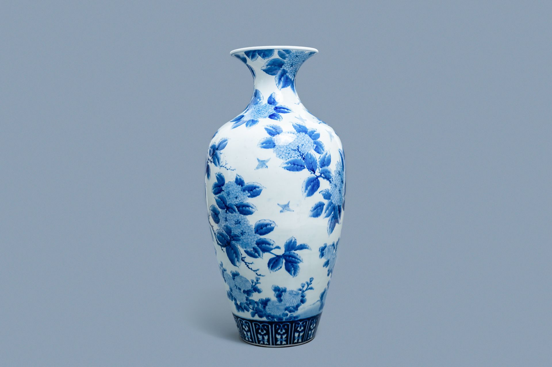 A large Japanese blue and white Arita vase, Meiji, 19th C. - Image 3 of 6