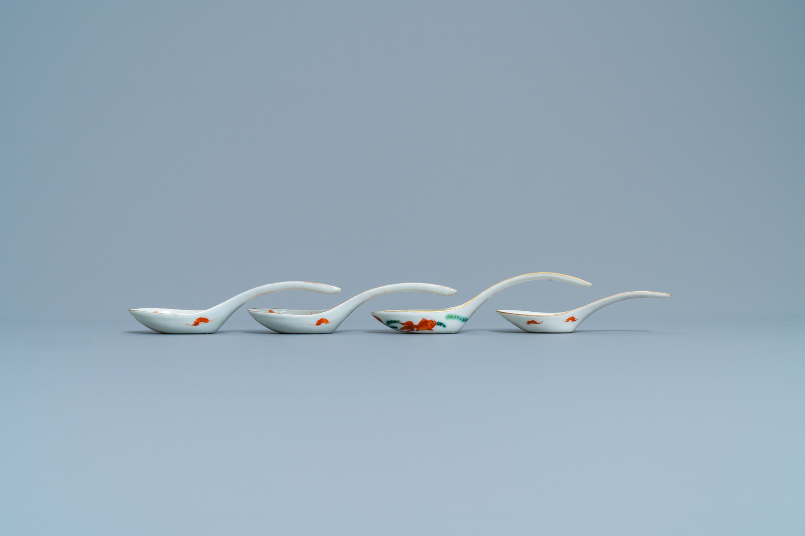 Four Chinese 'goldfish' spoons, Republic and Daoguang mark and of the period - Image 3 of 4