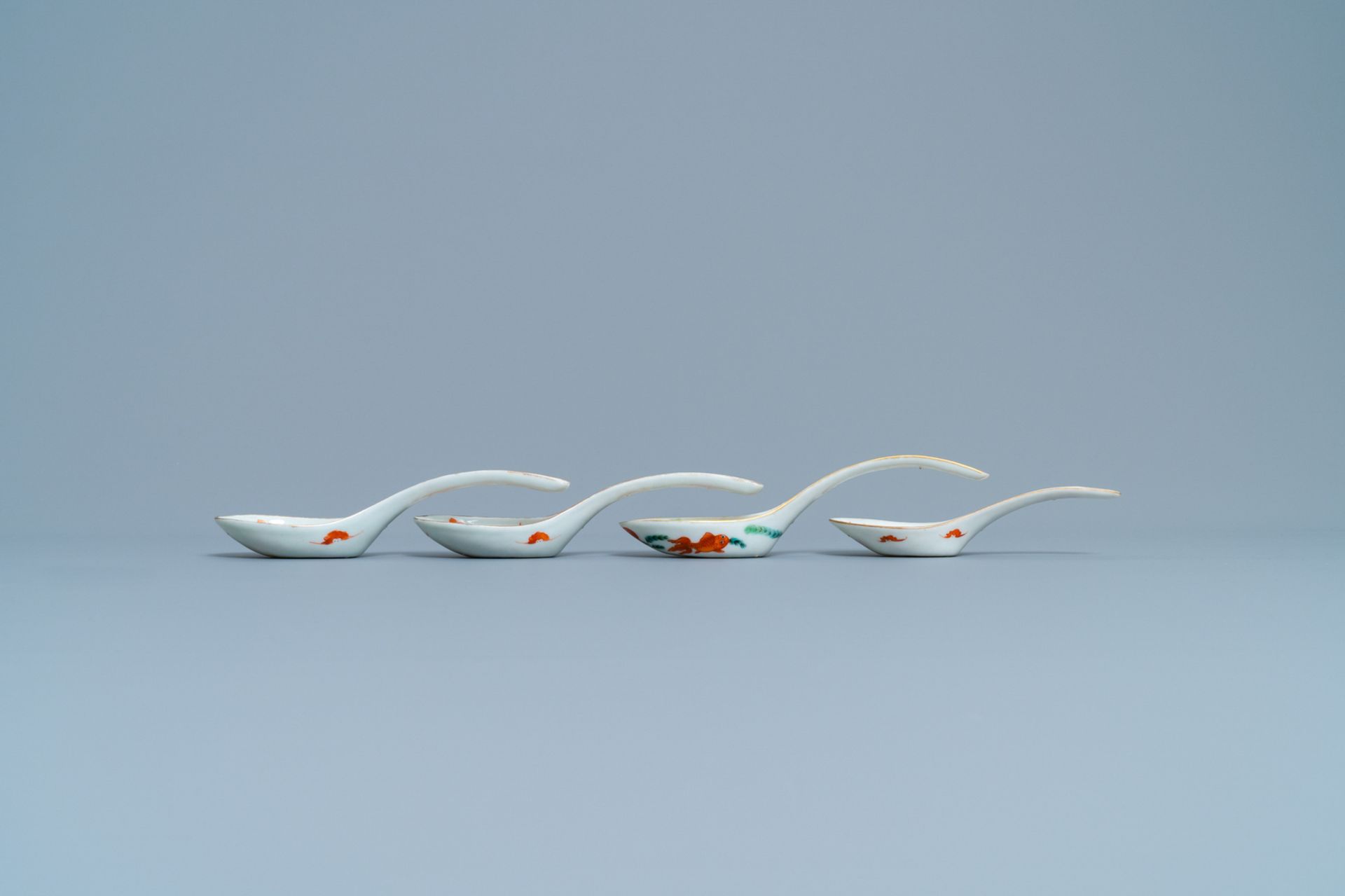 Four Chinese 'goldfish' spoons, Republic and Daoguang mark and of the period - Image 3 of 4