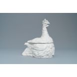 A white faience 'rooster' tureen and cover, France, 19th C.