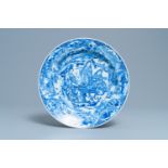 A Chinese blue and white 'Musicians' dish, Kangxi