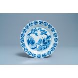 A Chinese blue and white Japanese market ko-sometsuke 'immortals' plate, Tianqi