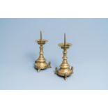 A pair of Flemish or Dutch bronze candlesticks, 16th C.