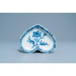 A Dutch Delft blue and white heart-shaped 'carnation' dish, 18th C.