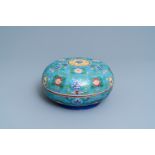 A round Chinese cloisonné box and cover, 19th C.