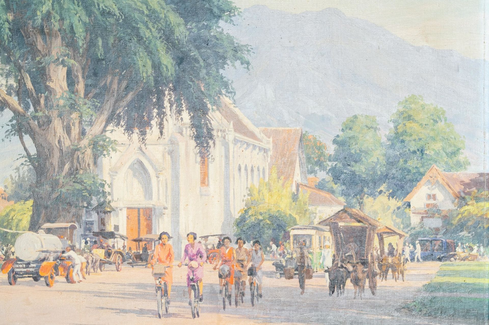 Willem Jan Pieter van der Does (1889-1966), oil on canvas: 'A streetview in Bali' - Image 5 of 7