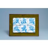 Six Dutch Delft blue and white 'horserider' tiles, 17/18th C.