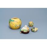 Four Chinese verte biscuit wares, 19/20th C.
