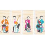 D. Khim (Vietnam?), prints enhanced with ink and colour: 'Four female musicians'