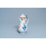 A Chinese French market famille rose ewer and cover with the arms of de Faverolles, Qianlong