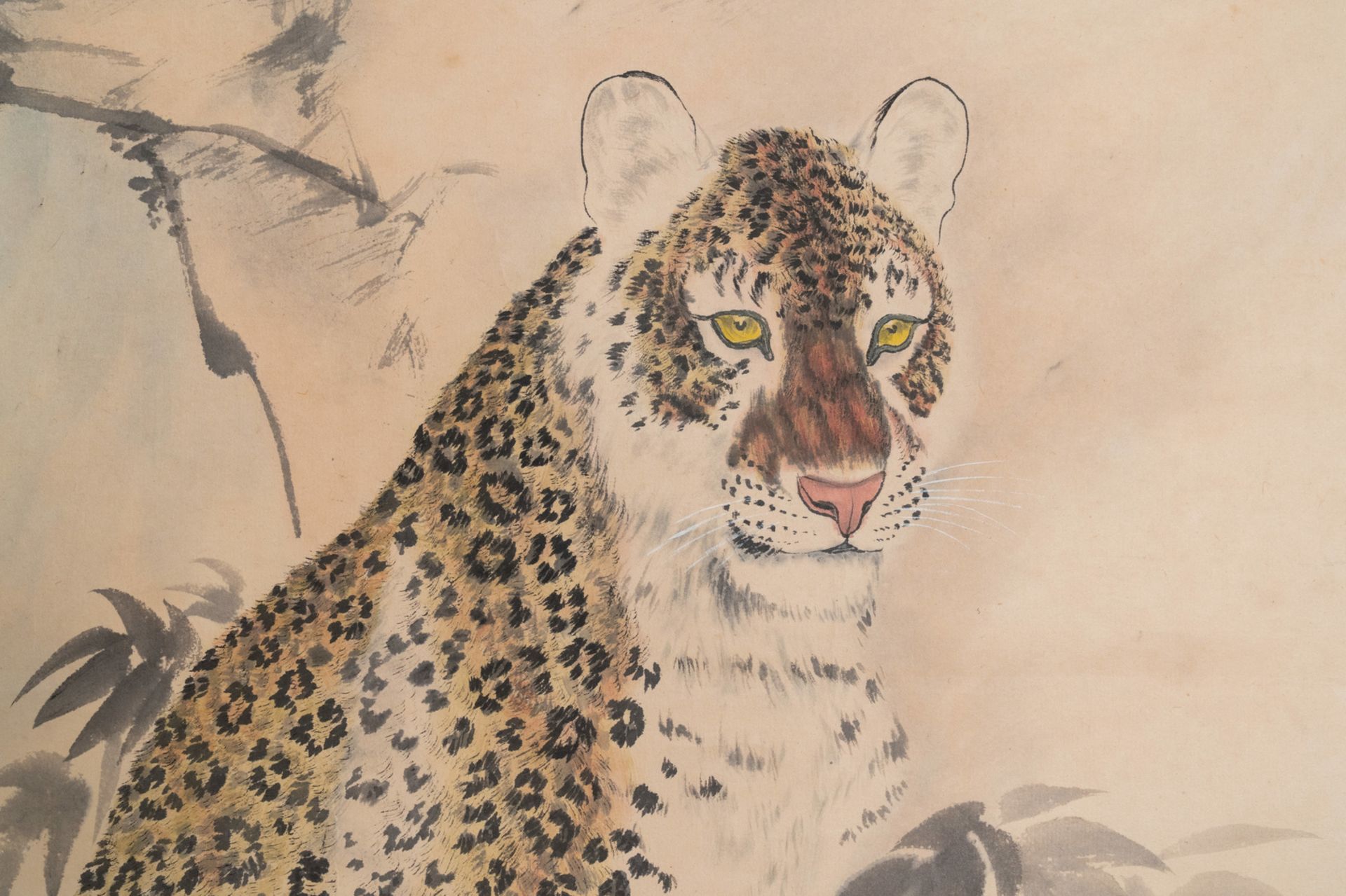 Liu Kuiling (China, 1885-1967), ink and colour on paper: 'Two leopards in a mountain landscape' - Bild 6 aus 6